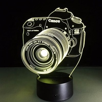 Télécommande 16 Couleurs Personnalisé Acrylique Laser Veilleuse 3D Led Lampe de Bureau Avec Boîte de Batterie