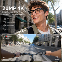 Lunettes intelligentes HUD, caméra 4K 20MP à vue à la troisième personne, assistant vocal IA, traduction hors ligne, lunettes vidéo pour les voyages et les vlogs