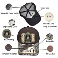 Gorra de Béisbol Unisex con Logo 3D de Metal Estilo Occidental, Estampado en Serigrafía, Cierre a Presión, Moderna, de Mezclilla, Lona, Jersey y Malla para Exteriores