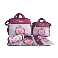 Deellt mode maman sac cinq pièces ensemble bébé couches couches sacs Nylon femmes sac à dos Polyester bébé sacs pour les mères
