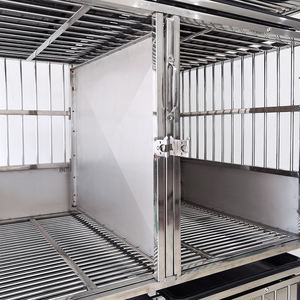 6 kapılı orta küçük paslanmaz çelik evcil hayvan kafesi üç katlı istiflenebilir kapalı/açık kulübesi kutu ambalaj köpek kafesi satışa - Product Image 5