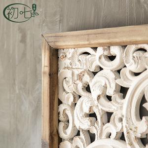 Decoración de Pared de Madera Tallada Estilo Francés, Rectángulo Blanco Envejecido, Decoración para el Hogar, Adorno Colgante, para Bodas, Cafeterías - Product Image 4
