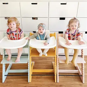 Ajustável Baby Highchair Toddlers Cadeira De Jantar Cadeira De Crescimento Cadeira Alta De Madeira