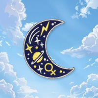 Le nouveau chaud cosmique lune Patch fer sur broderie en gros ciel étoilé dessin animé tissu Applique personnalisé brodé patchs lune