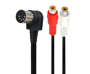 90 Degree Right Angle Elbow DIN 5P Male to 2 RCA Phono Female Socket Jack MF Audio Cable Connectors For CD player Amplifier