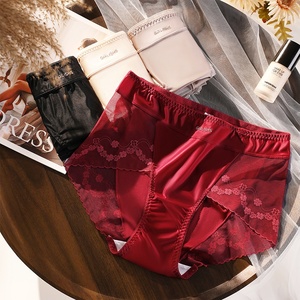 Culottes de bikini en dentelle satinée respirante grande taille pour femmes 100 kg extensible florale sexy sous-vêtements de tous les jours - Product Image 1