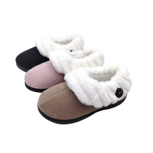 <span class=keywords><strong>Chaussons</strong></span> en cachemire pour femmes Pantoufles avec col en fourrure Bouton Mousse à mémoire de forme <span class=keywords><strong>Intérieur</strong></span> Extérieur Bottes en tricot - Product Image 1