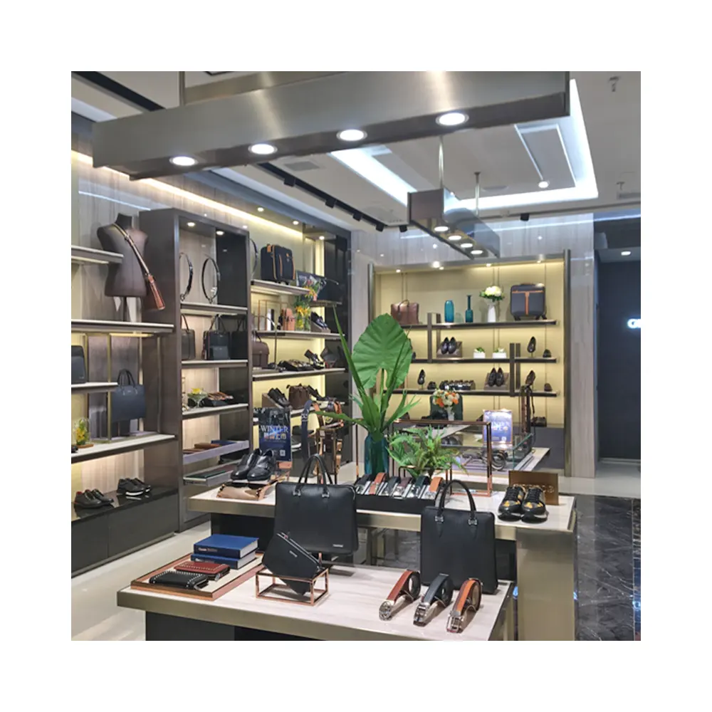 Man Shoe Bag Shop Interior Design for Display Furniture, Shop Furniture for Men's Shoe Bag Store