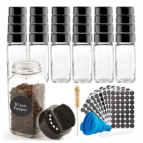 Butterfly Lid Square Transparent Spice Glass Jars Butterfly Lid Condiment Container Salt Pepper Shaker Seasoning Bottle