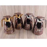 Botol Termos Panas Modern Kapasitas Besar Berlapis Emas Kaca untuk Rumah Tangga, Teko Kopi Berlapis Emas