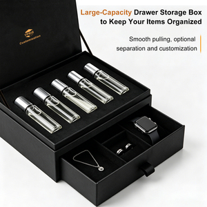 Custom Logo Magnetic Multi-layer Drawer Storage <strong>Box</strong> Luxury Paper Jewelry Organizer Black Rigid <strong>Cardboard</strong> <strong>Gift</strong> <strong>Box</strong> for Perfume - Product Image 2