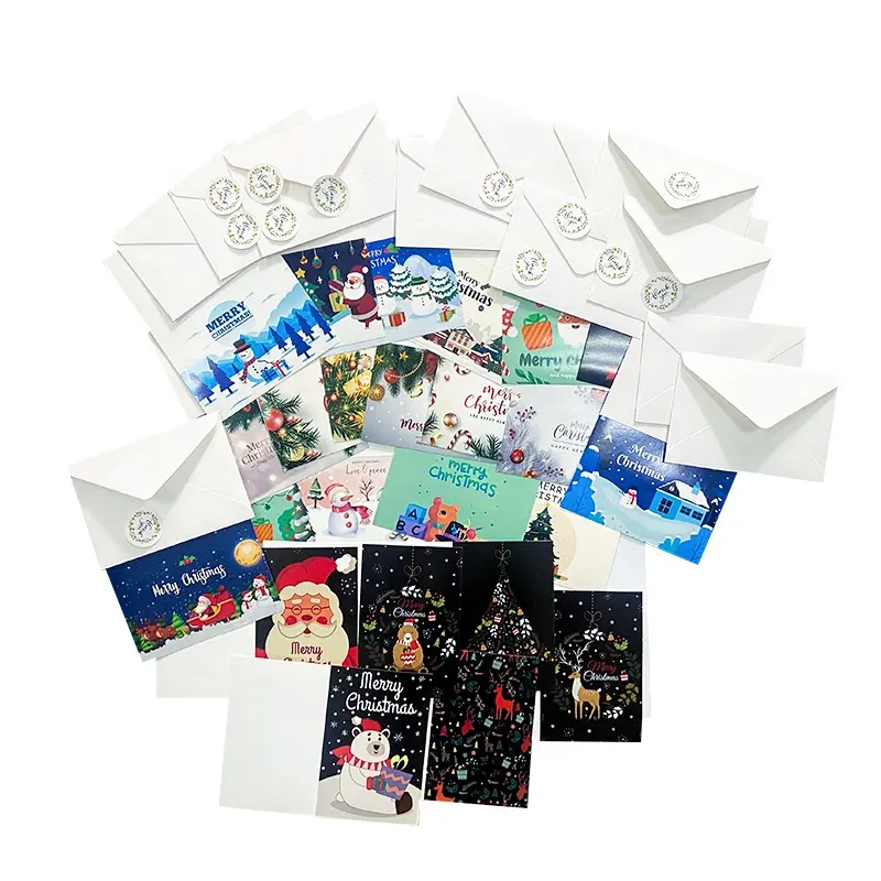 Cartes de Noël personnalisées imprimées Carte de vœux pliée avec enveloppe Carte de remerciement pour les petites entreprises