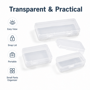 Boîtes de rangement en plastique transparentes, étanches, portables et durables pour la papeterie, les équipements de pêche, les composants électroniques, les cartes - Product Image 5