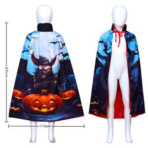 Capa con estampado de calabaza, bruja, murciélago y <span class=keywords><strong>hombre</strong></span> <span class=keywords><strong>lobo</strong></span> para fiestas y actuaciones - Product Image 3