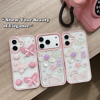 Coque de téléphone pour iPhone 17 Pro Max, motif papillon rose, design ours, coque en TPU transparente antichoc pour iPhone 16 Pro 15 14