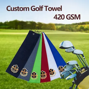 Huiyi fabbrica offre direttamente asciugamani da golf caddie cotone più nuovo design buon prezzo asciugamani da golf in microfibra waffle