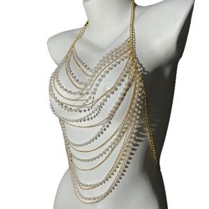 Chaîne de corps en métal rose perlé faite à la main, idéale pour le carnaval 2026, les mariages, les raves, comme bijou de soutien-gorge ou bralette pour la plage et les boîtes de nuit - Product Image 6