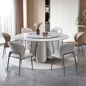 Table à manger ronde design avec un plateau en pierre brillant durable et une base en chrome poli multi-facettes pour <span class=keywords><strong>les</strong></span> meubles <span class=keywords><strong>de</strong></span> maison modernes. - Product Image 5