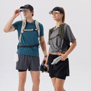 เสื้อยืดแขนสั้นระบายอากาศสำหรับออกกำลังกายฤดูร้อน ผู้ชาย แห้งเร็ว ทรงหลวม สำหรับวิ่งและฝึกซ้อม สีขาว ดำ เทาอมเขียว - Product Image 2