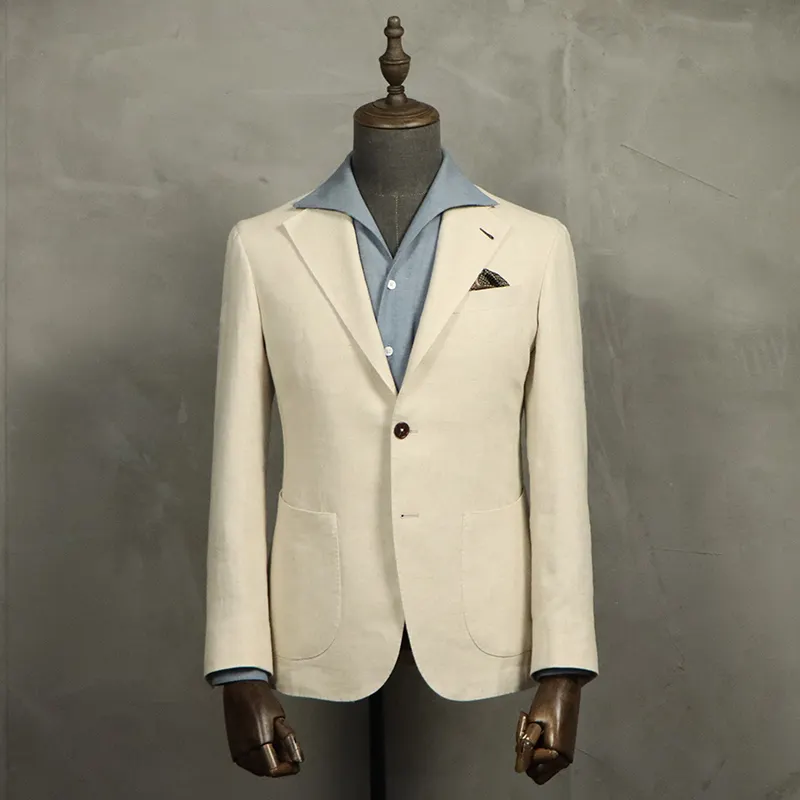 MTM Custom Italian Style Half Canvas Casual Suit Bespoke Men's Suits Naples Linen Summer Blazers for Tailoring Shop