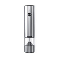 Electric Salt and Pepper Grinder Set Stainless Steel 70ml Type-C Rechargeable One Button LED Transparent Spice Mill