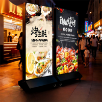 Boîte à lumière double face sur pied - Support d'affiche éclairé par LED, panneau publicitaire extérieur étanche pour commerçants
