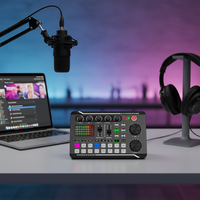 Carte son USB sans fil F998 avec suppression du bruit, voix réglable, effets sonores multiples, moule privé, réponse en fréquence 20Hz-20kHz