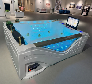 Système de massage pour 2 personnes, bain à remous en acrylique, spa intérieur, <span class=keywords><strong>jacuzzi</strong></span> rectangulaire, baignoire de luxe avec cascade - Product Image 3