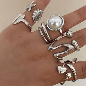 CLIORO модное кольцо из нержавеющей стали различных стилей минималистское модное позолоченное кольцо с жемчугом модные ювелирные изделия для женщин - Product Image 2