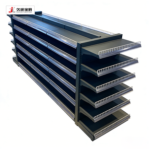 Estanterías Metálicas de Doble Cara JIUSHUN para Exhibición de Productos, Estantes para Supermercados con Barandas Pequeñas - Product Image 4