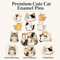 Niedliche Katzen-Emaille-Pins, personalisierte Kätzchen-Metall-Reversnadeln, Tier-Souvenir-Abzeichen, Kawaii-Broschen-Set, Cartoon-Kätzchen-Hartemaille