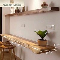 Moderner Massivholz Klappbarer Rechteckiger Schwebender Barschreibtisch |   Unregelmäßiger Wandmontierter Esstisch mit Naturkante für Zuhause