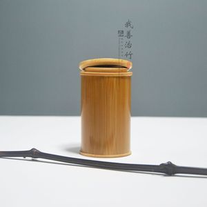 <b>Bamboo</b> Tea Canister Screw Cap Small Portable Tea Storage <b>Container</b> For Tea Packaging - Product Image 4