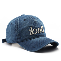 Nouvelle arrivée : Casquette de baseball en denim vintage délavé à 6 panneaux avec broderie 3D style streetwear