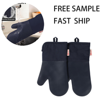 Gants de cuisine en silicone résistants à la chaleur, avec logo personnalisé, résistants à 500 degrés, imperméables, rembourrage en polyester, lavables en machine