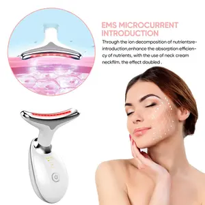 Custom Ems Face Neck Massager Double Chin Vibration Facial Tightening Anti Aging Anti Wrinkle Device Red Light Therapy For Face