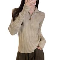 Pull tricoté multifonctionnel à col revers, style coréen, fin et tendance, à manches longues, collection Automne/Hiver 2026