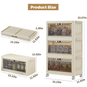 Five-Door Rectangle Clear Plastic PP Foldable <b>Storage</b> Bins Lids Space-Saving Eco-Friendly 35L Capacity Home Clothing Organizer - Product Image 2