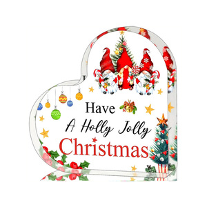 Tùy Chỉnh In Ấn Trong Suốt Giáng Sinh Trang Trí <span class=keywords><strong>Acrylic</strong></span> Trái Tim Lưu Niệm Khối Cho Bảng - Product Image 2