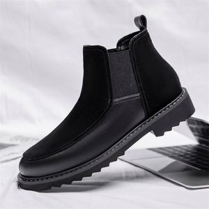 Men's Waterproof Genuine Leather Chelsea Boots with Fleece Lining High Top Design-Trendy Winter Boots - Product Image 1