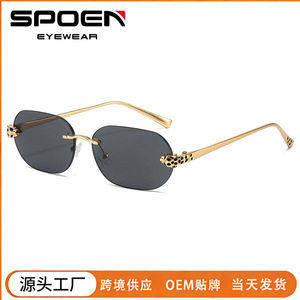 Lunettes de soleil œil de chat sans monture, verres dégradés, protection UV400, lunettes de soleil de conduite tendance, style unisexe adulte - Product Image 2