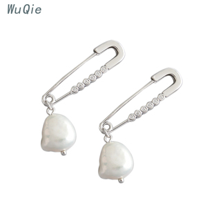 Wuqie Unico <span class=keywords><strong>Argento</strong></span> 925 Completa CZ Pin Carta Clip di <span class=keywords><strong>Orecchini</strong></span> con Perla Barocca <span class=keywords><strong>Orecchini</strong></span> Gioielli In <span class=keywords><strong>Argento</strong></span> - Product Image 2
