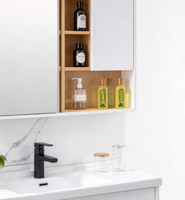 Meuble de salle de bain moderne en bois massif, armoire de salle de bain pratique avec lavabo, rangement et design moderne pour salles de bain domestiques