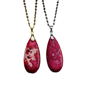 Teardrop Turquoise Pendant Necklace 18K Gold Plated Zinc Alloy Bezel Setting Unisex Gift Jewelry - Product Image 5