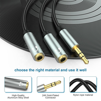 Répartiteur Audio Aux TRS 3.5MM mâle à 2 double 3.5MM femelle Y séparateur 3 pôles casque Jack Audio Aux câble adaptateur tressé