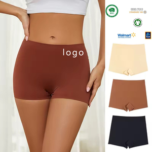Celana dalam wanita tanpa jahitan Ice Silk kustomisasi celana dalam Boyshort tinggi ukuran ekstra besar pakaian dalam keselamatan mulus - Product Image 1