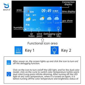 Shunyiスマートホームレーダー誘導12VLedガラススイッチ照明付きバスルームミラーセンサーライトタッチスイッチミラー用 - Product Image 3