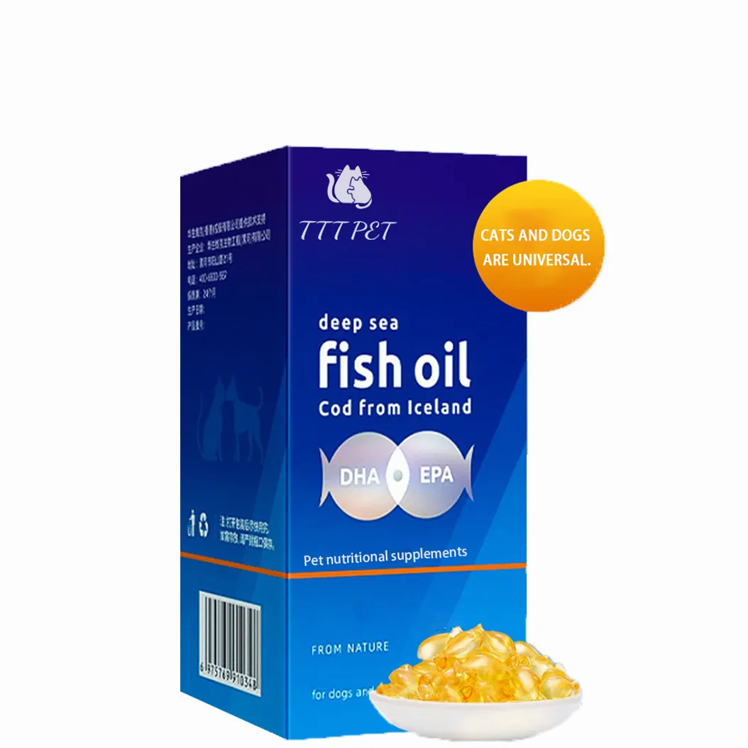 TTT Pet Health Care Hot Sale Großhandel Kunden spezifische OEM Pet Fish Oil Kapseln für Hunde Katzen Gesundheits produkte