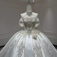 Robes de mariée Jancember XX46 Royal Halter en satin avec dentelle à motifs de cristaux pour femmes
