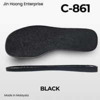 Sendal Wanita Jin Hoong Ringan, Tahan Lama, Anti-Selip, PVC C-861, Sol Tebal 15mm, Warna Hitam, Tahan Air, Buatan Malaysia